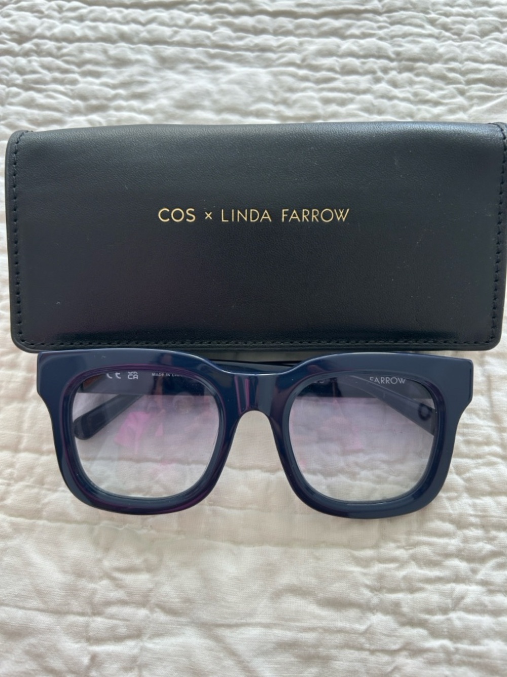 COSxLinda Farrow Dark Blue Square Frame Sunglasses with Light Tint